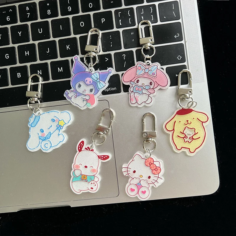

1pcs Kawaii Cute Hello Kitty Kuromi Mymelody Cinnamoroll Pochacco Key Buckle Bag Pendant Accessories Christmas Gift For Girl