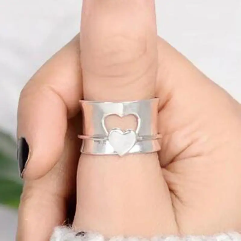 Винтажные металлические кольца в форме сердца для женщин массивное вращающееся