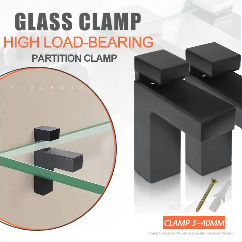 Glass Shelf Brackets Wall Mount Metal Adjustable Shelf Clamp L Shape Partition Bracket Clip Holder For Home Office Home Dropship