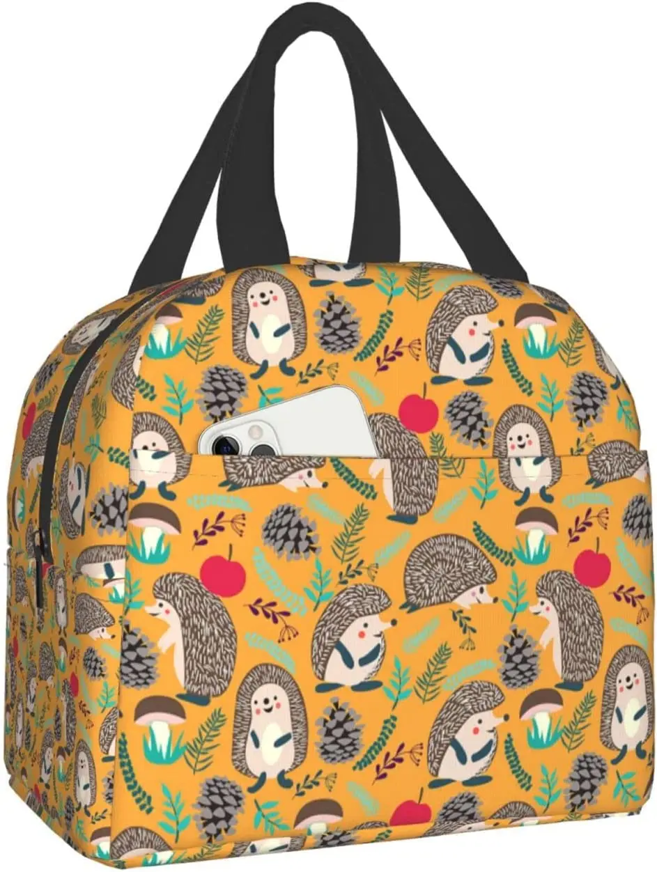 

Cute Hedgehog Forest Animals Lunch Bags For Women Portable Cooler Tote Bag Large Reusable Insulated Lunch Box Picnic Work