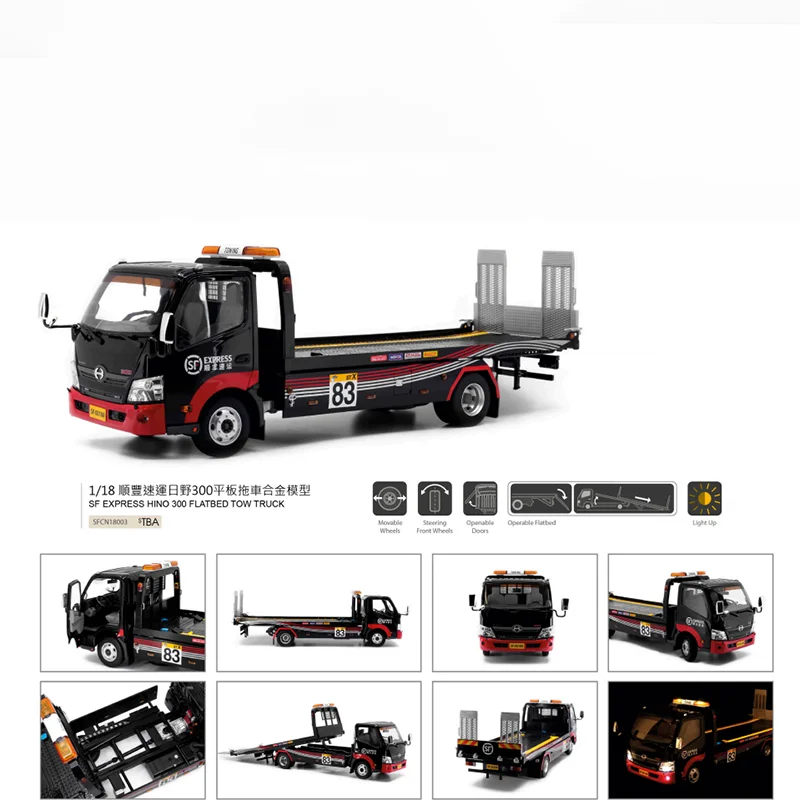 

Литье под давлением, масштаб 1/18, Weichuan Hino 300, грузовик с платформой, модель из сплава, Коллекционная модель, украшение для дисплея, подарок для ...