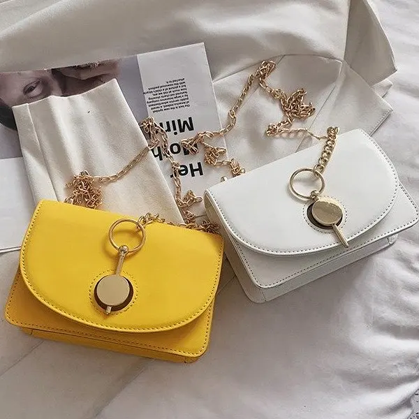 

Fashion chain lady messenger bag simple PU leather shoulder bag lady 2022 new solid color bag
