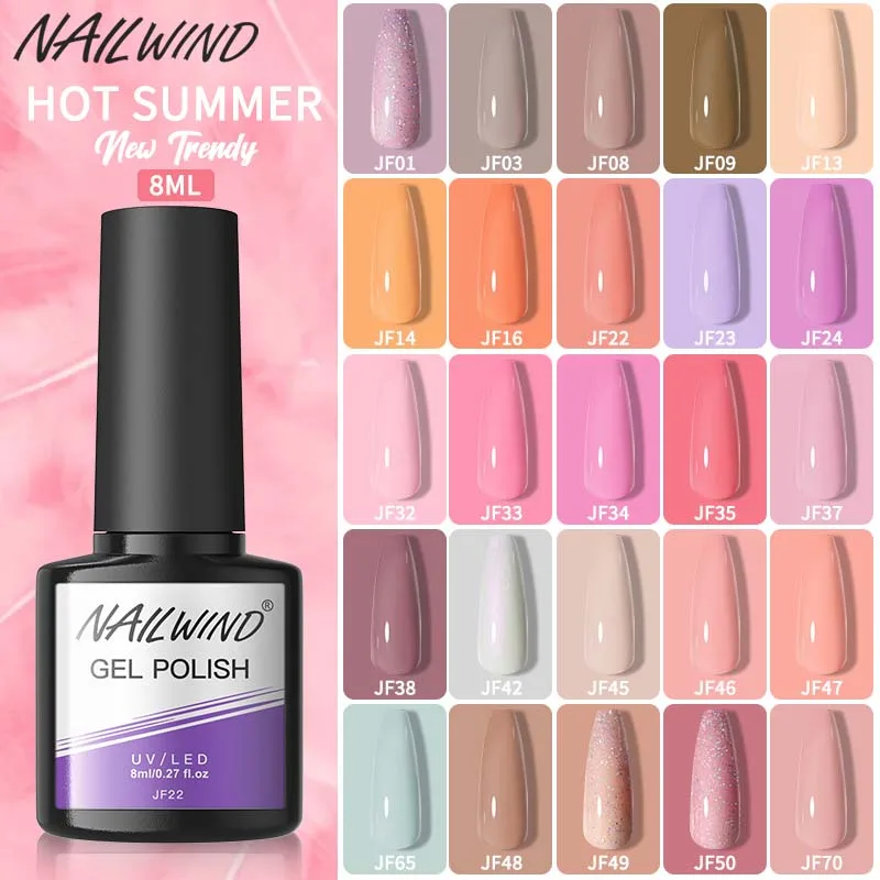 

NAILWIND 8ml Nail Polish Semi-permanent Varnish Summer Pink 80 Colors Nail Gel Glitter UV Led Esmalte Base Top Coat Gel Enamels
