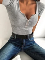 5xl womens top zipper sexy short sleeve skinny female tops 2022 new summer streetwear fashion ladies clothes