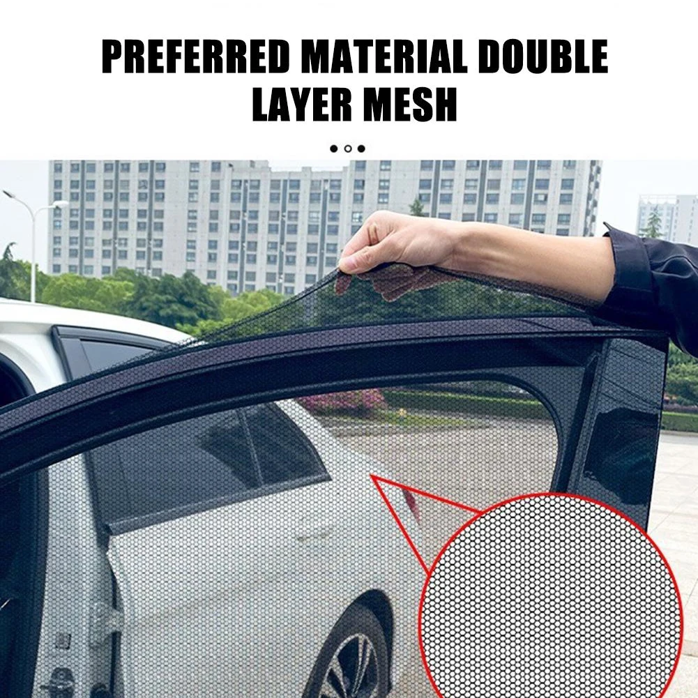 

4/2pcs Universal Car Window Screen Door Covers Side Window UV Sunshine Plate Shade Mesh Mosquito Net Protection Film Accessories