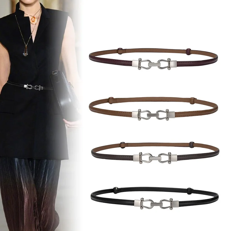 Fashion U-shape Belt High Quality Leather Belts for Women Soft Cowhide Women's Belt Casual Jeans Belts Shirt Dress Trouser Belt