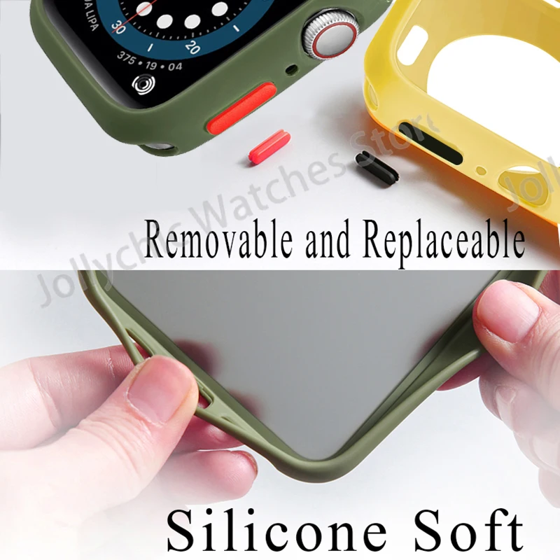 Bumper Case for Apple Watch 7 6 SE 5 4 3 2 41MM 38MM 40MM Soft Silicone Shockproof Protection Shell iWatch 42MM 44MM 45MM Rubber