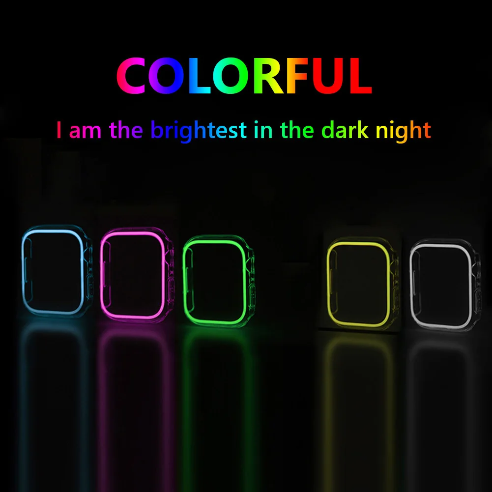 

Luminous Hollow Cover for Apple Watch 7 6 5 4 3 SE 45mm 41mm 38mm 42mm 40mm 44mm Hard PC Bumper Protective Frame Accessorie