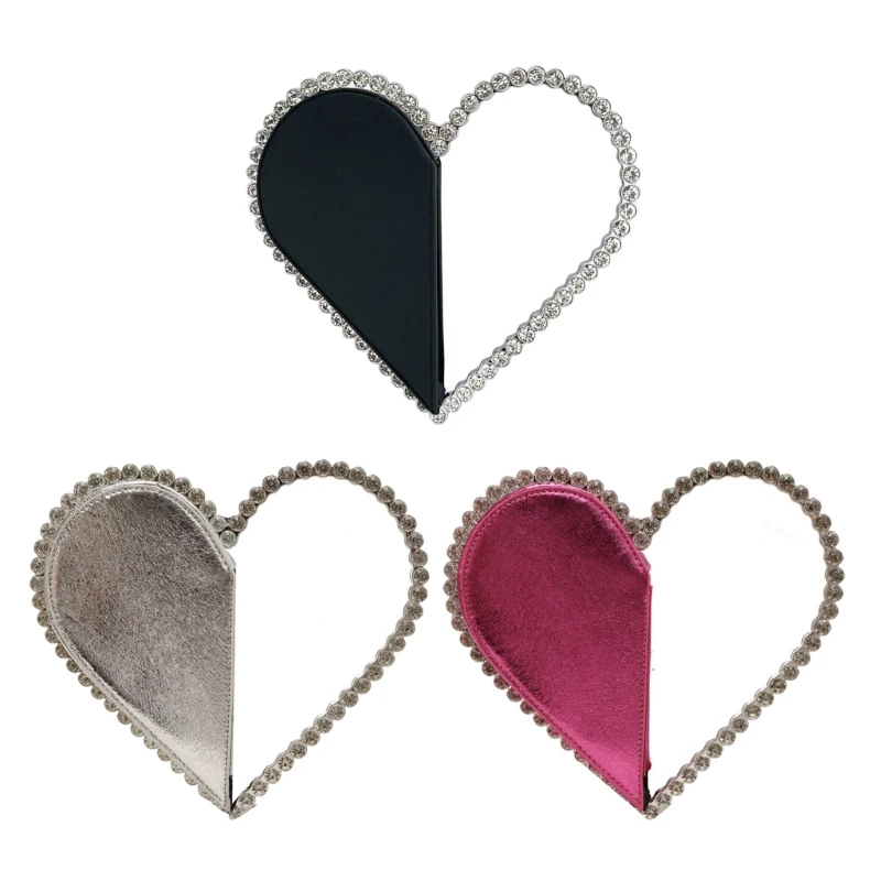 Женский элегантный вечерний клатч в форме сердца со стразами вечерняя сумка