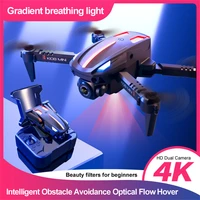 k108 mini quadcopter drone high definition 4k aerial photography dual cameras automatic obstacle avoidance dynamic light rc uav