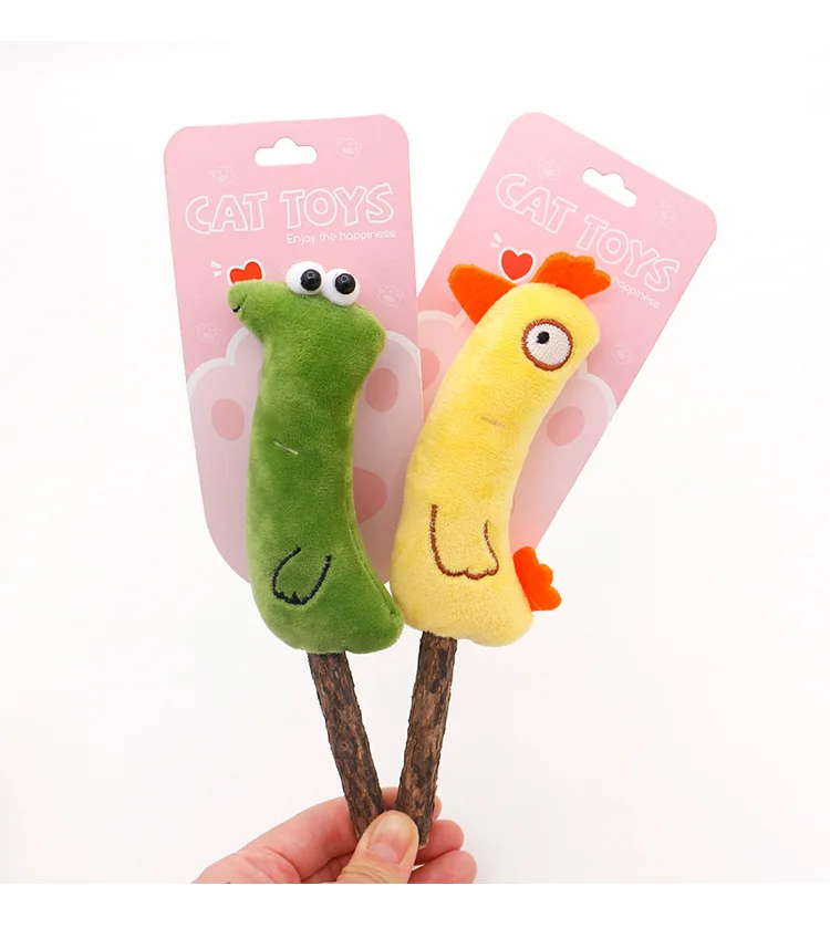 

Natural Catnip Pet Cat Toy Molar Toothpaste Branch Cleaning Teeth Cat Plush Toys Cartoon Snacks Sticks