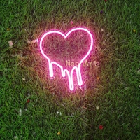 custom flex led dripping heart acrylic neon sign girls wall home room dedroom decoration personalized neon logo for birthday