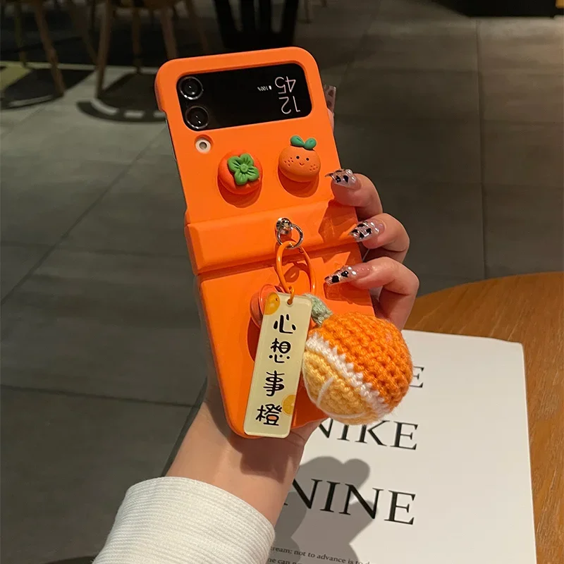 Чехол для Samsung Galaxy Z Flip 3 4 5 6 zflip4 защитный чехол с милым кулоном и улыбающимся