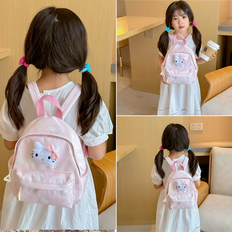 

New Sanrio Kulomi Pacha Dog Hello Kitty Cinnamon Dog Cartoon Print Oxford Fabric Backpack Cute Accessories Children'S School Bag