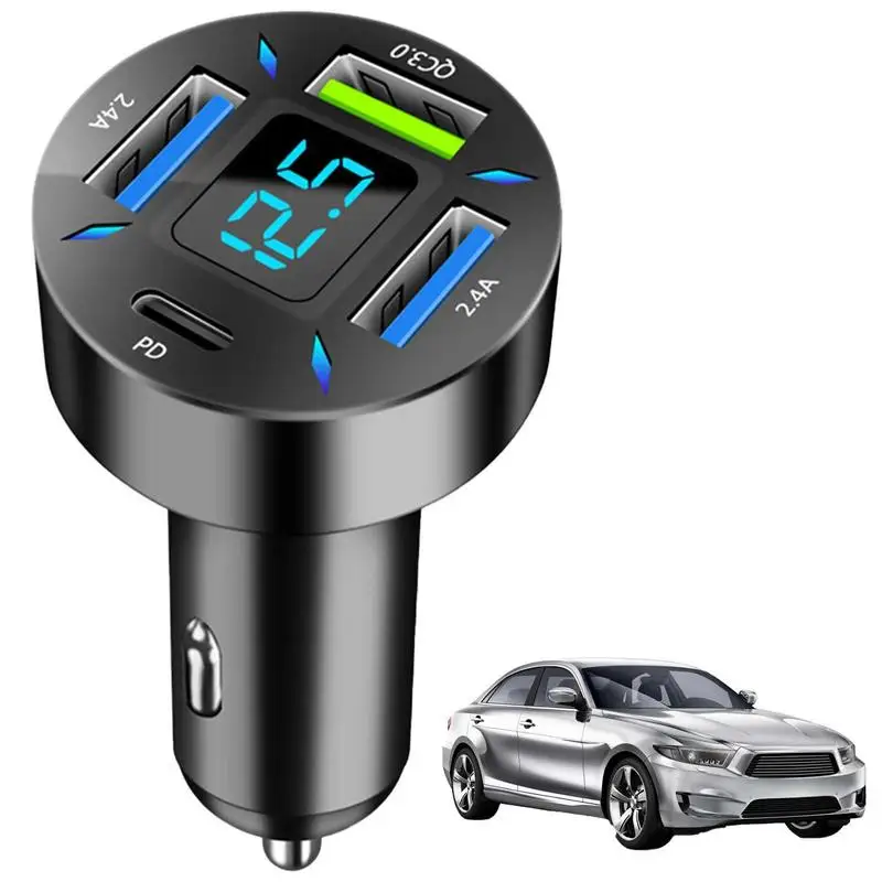 

Car Charger Adapter 66w Quick Charge Cigarette Lighter Adapter 4-Port USB PD QC 3.0 Car Charger Smart Chip Multiple Security