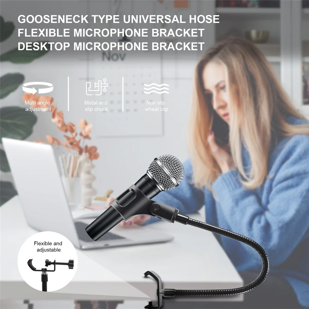 Подставка для микрофона гибкий настольный зажим на гибкой стойке рука