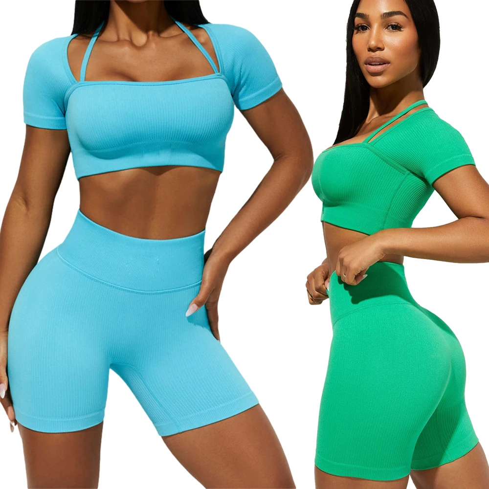 Комплект для йоги тренажерного зала женская одежда тренировок фитнеса