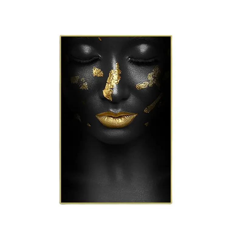 

Golden Spots Black Women Canvas Painting On The Wall African Wall Art Pictures Posters And Prints Modern Painting for Home Decor