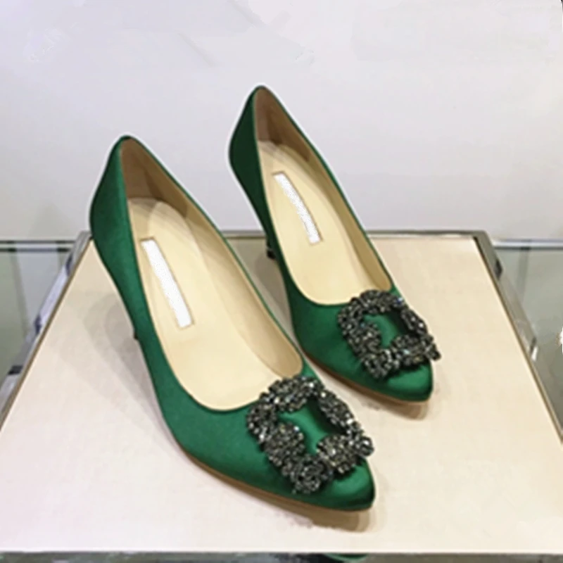 European and American spring and autumn classic ladies shoes diamond buckle decorative shoes