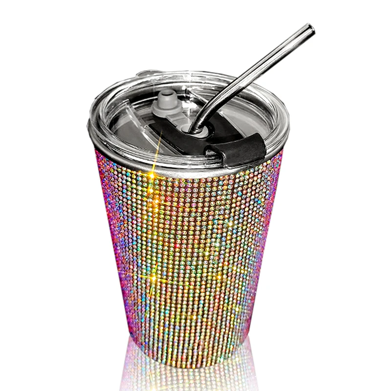 Bling Cup,17 унций, блестящие бутылки для воды с разливом света, Бесконтактный стальной Изолированный Вакуумный стакан с двойными стенками для женщин и девушек