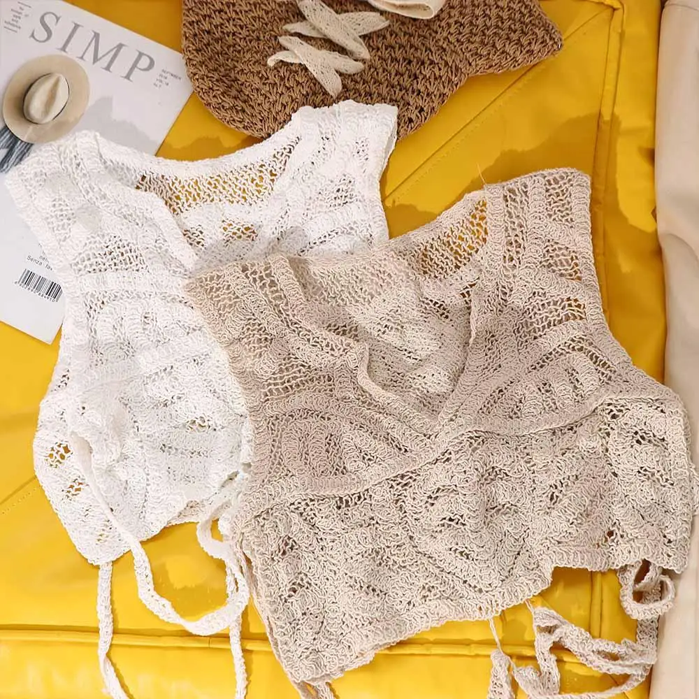 Летние майки с вышивкой пляжные Повседневные вязаные топы глубоким V-образным