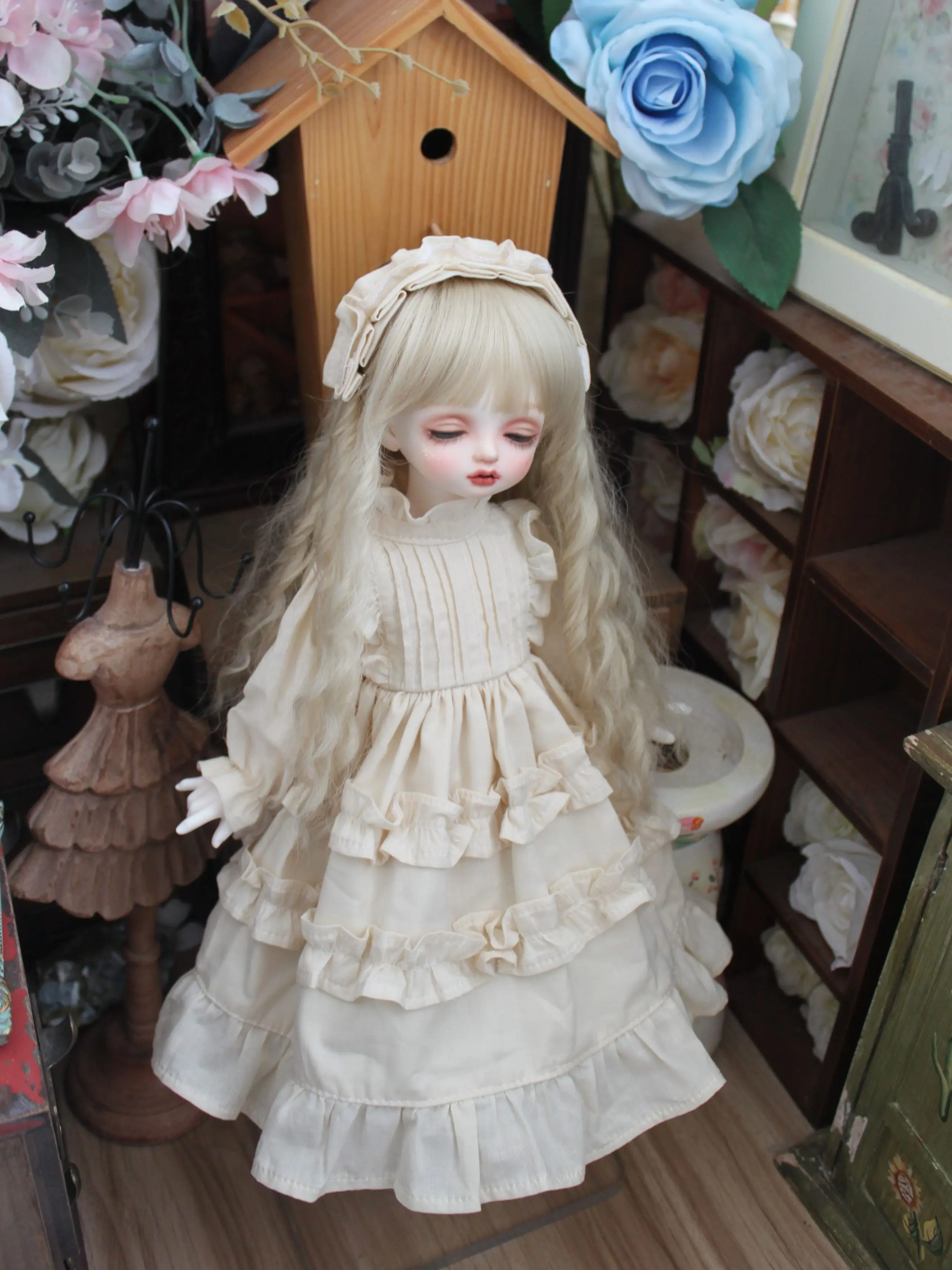 

1/6 1/4 1/3 BJD платье + заколки для волос кукла ретро платье Милая бежевая ночная рубашка для 1/3 1/4 1/6 BJD SD DD 1/6 Blyth аксессуары для кукол