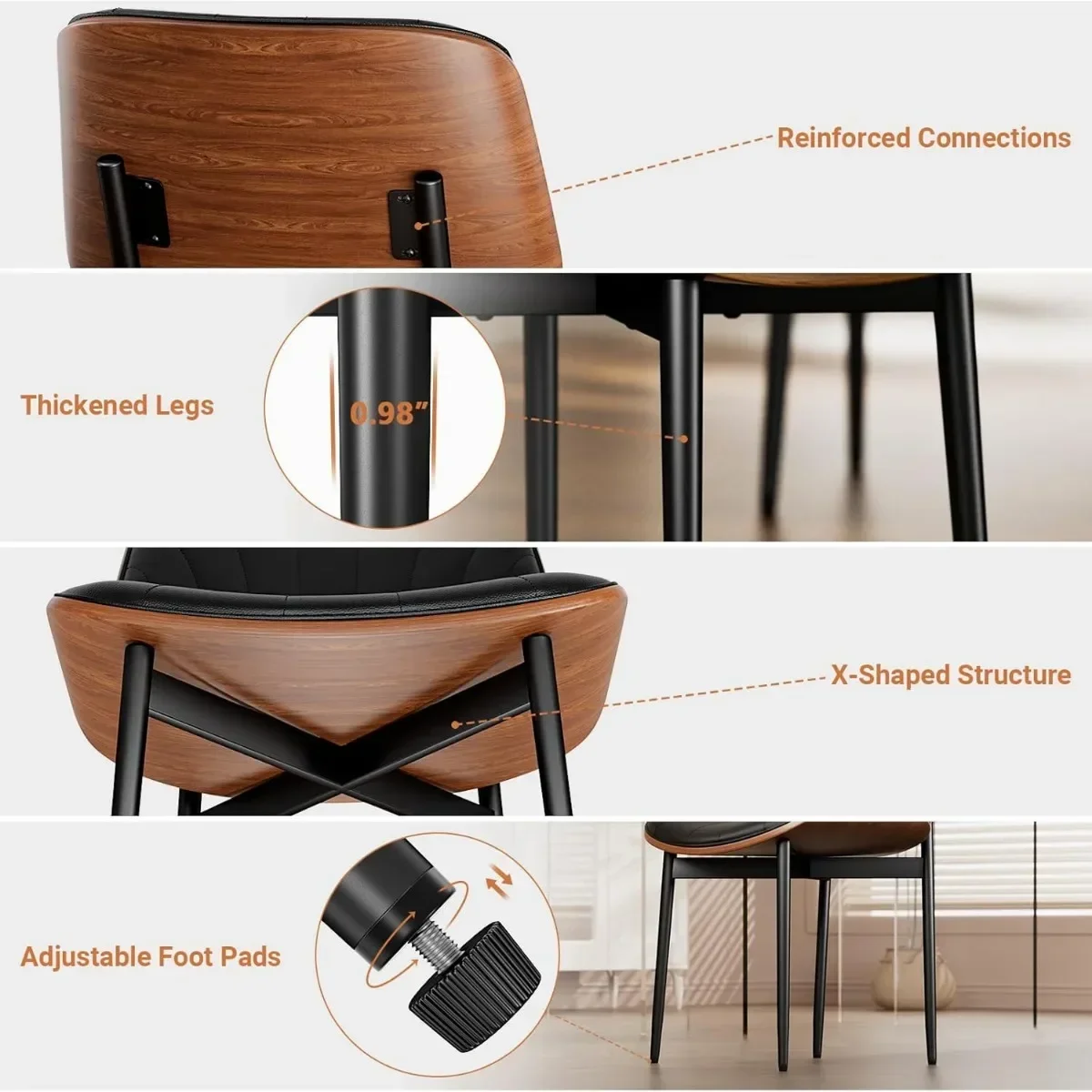 Набор из 2 обеденных стульев стулья для столовой и кухни современный стул с