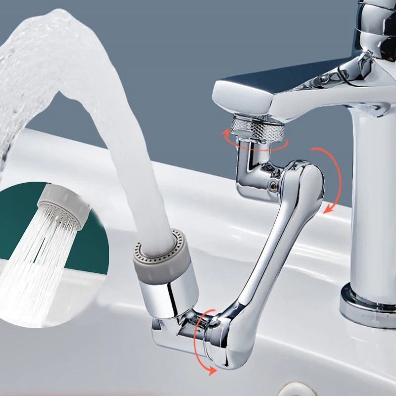 

New 1080 Degree Rotatable Extension Faucet Sprayer Head Universal Bathroom Tap Extend Adapter Aerator 2 Modes Faucet Extender