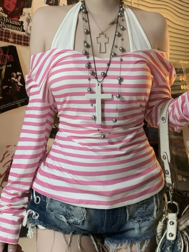 Женские футболки HOUZHOU Y2K полосатые