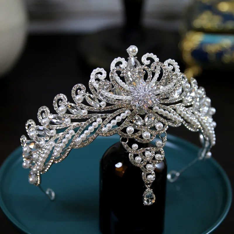 

Retro Baroque Bride Crown Headwear Luxury Birthday Wedding Dress Jewelry Hair Pins Fashion Hairwear for Women Tiaras Headpiece