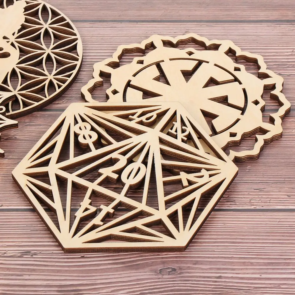 

Wall Art Home Decor Home Wall Decor Flower of Life Shape Slice Wood Base Flower Of Life Energy Mat Wooden Wall Sign