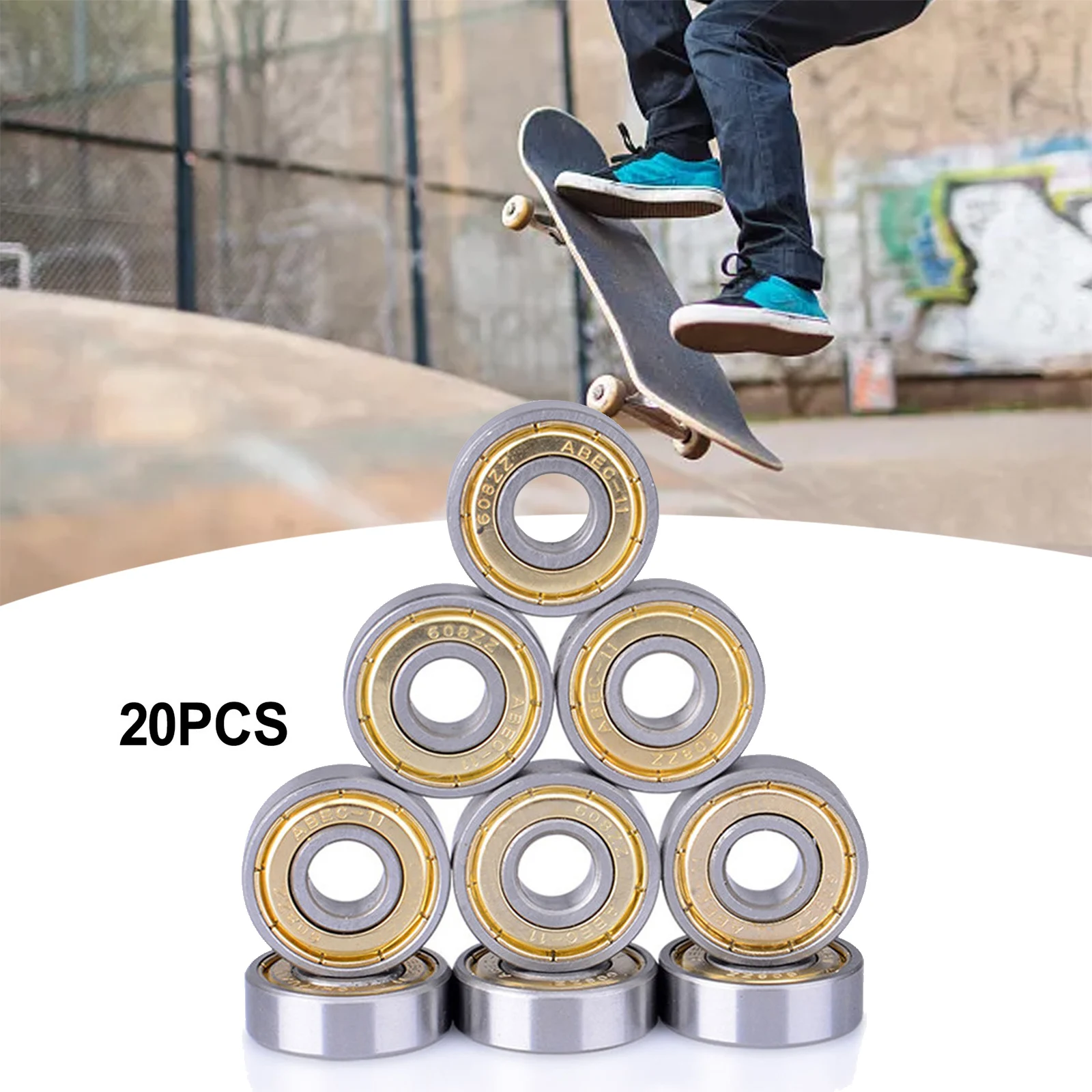 

20pcs 608zz Ball Bearings ABEC-11 Metal Roller Skates Skateboard Bearings Replacement Skate Board Accessories