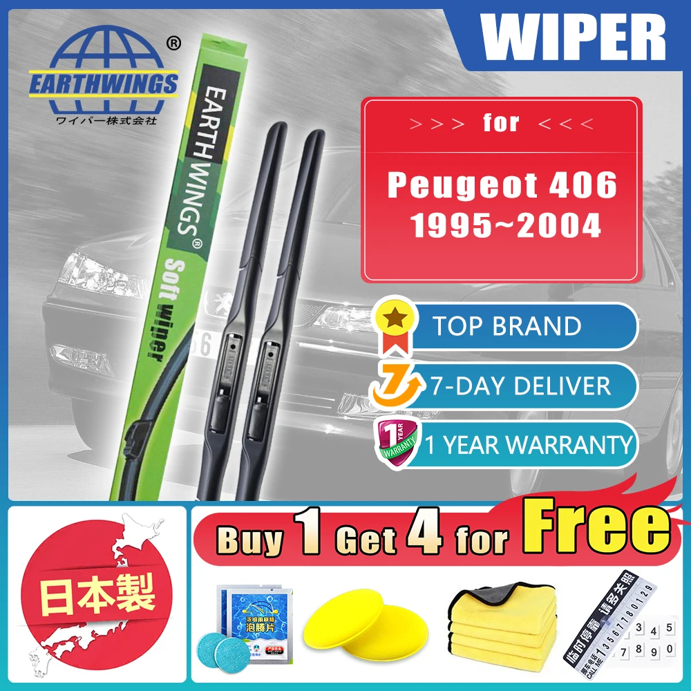 

2x Front Rear Wiper For Peugeot 406 Coupe Sedan Wagon Estate 1995~2004 2003 2000 1997 Blades Brushes Windshield Car Accessories