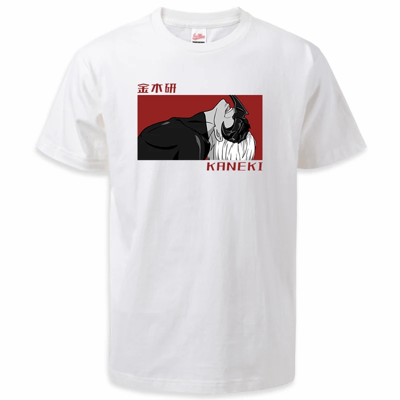 

Tokyo Ghoul Japan Anime Print Summer Men T-shirts Kaneki White Fashion Streetwear 100% Cotton Basic Camisa Masculina Cotton Tops