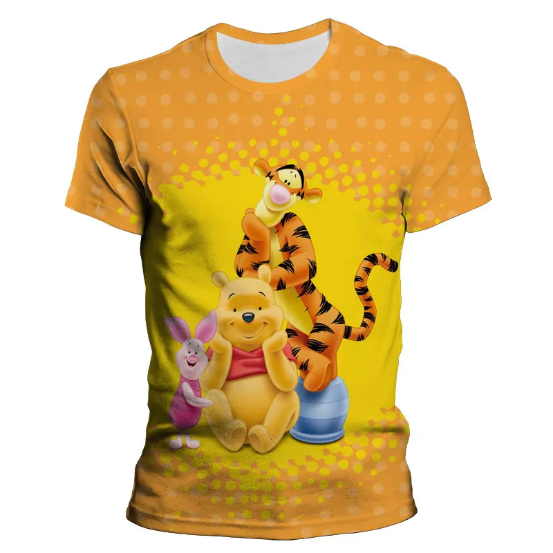 

Boy Girl Kids Summer T-shirts Cartoon Anime Short Sleeve Women Tee Tops Disney Winnie The Pooh 3D Print Men Oversized Clothing