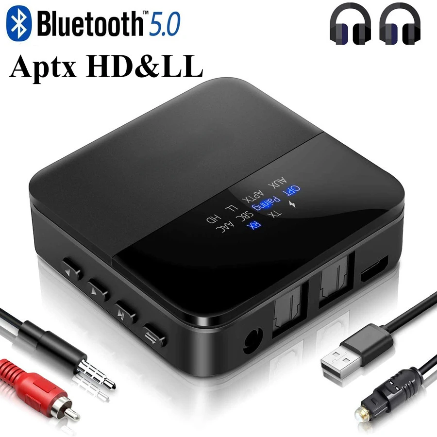 

5,0 приемник аудиопередатчика AptX HD LL с низкой задержкой CSR8675, беспроводной адаптер RCA SPDIF 3,5 мм, разъем Aux для ТВ, ПК, автомобиля
