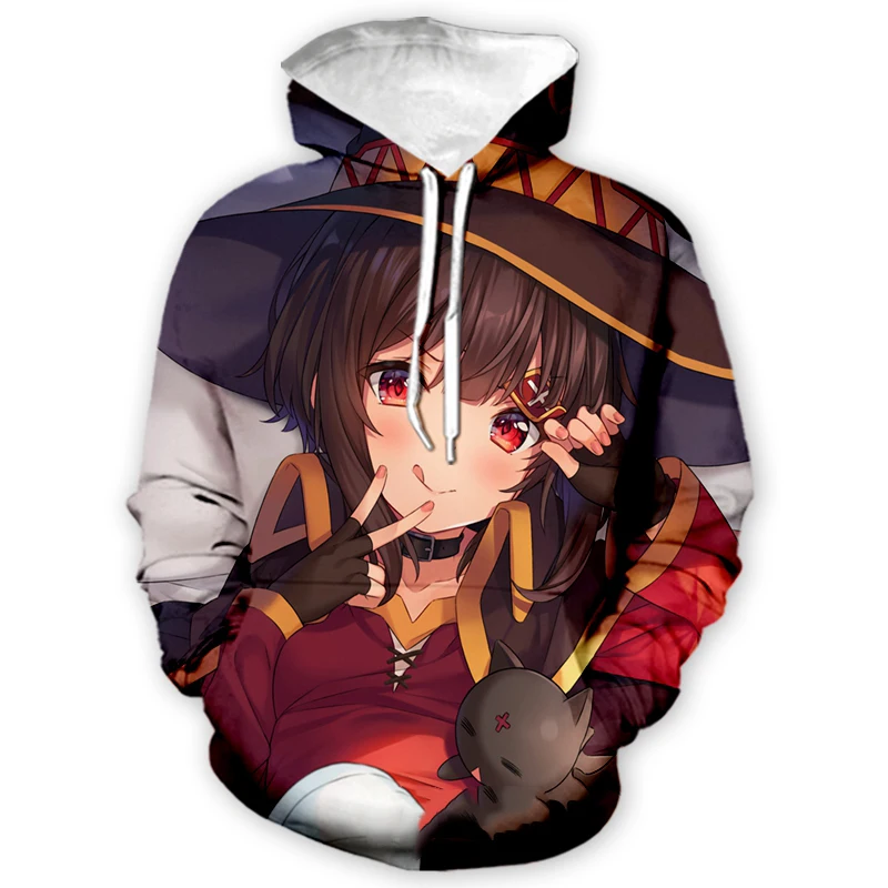 Толстовка Konosuba с капюшоном и 3D принтом для мужчин женщин свитшот уличная одежда