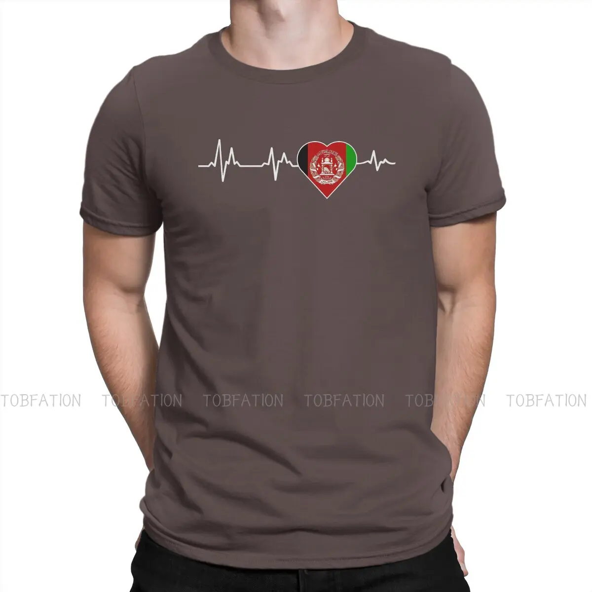 

Flag Heartbeat Round Collar TShirt FREE AFGHANISTAN NO WAR Pure Cotton Original T Shirt Men Tops Fashion Fluffy Hot Sale