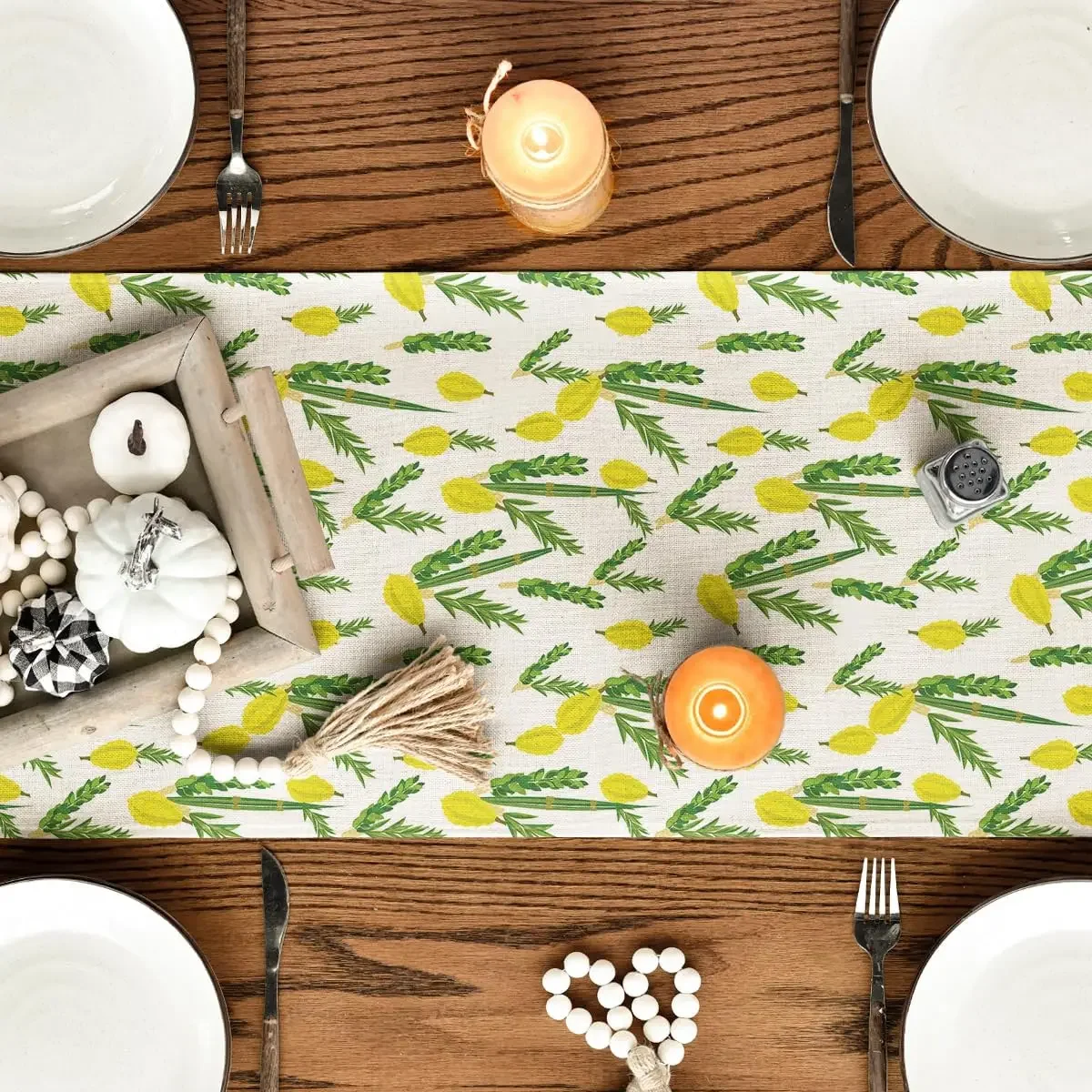 Happy Sukkot Etrog льняная скатерть настольное украшение sukka еврейский праздник Осенний