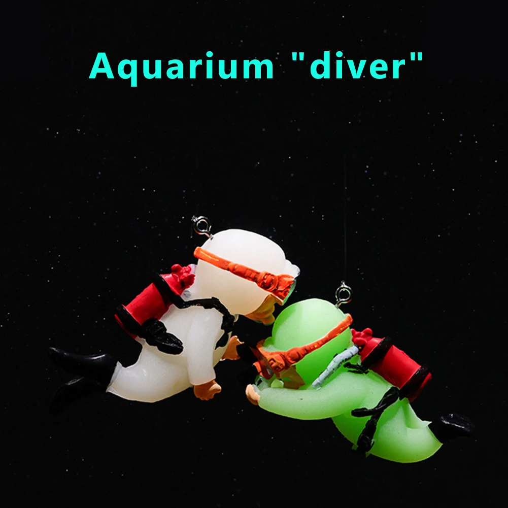 

Luminous Green Mini Diver Kawaii Simulated Floating Frogman for Aquarium Ornaments Fish Tank Decoration Aquarium Accessories