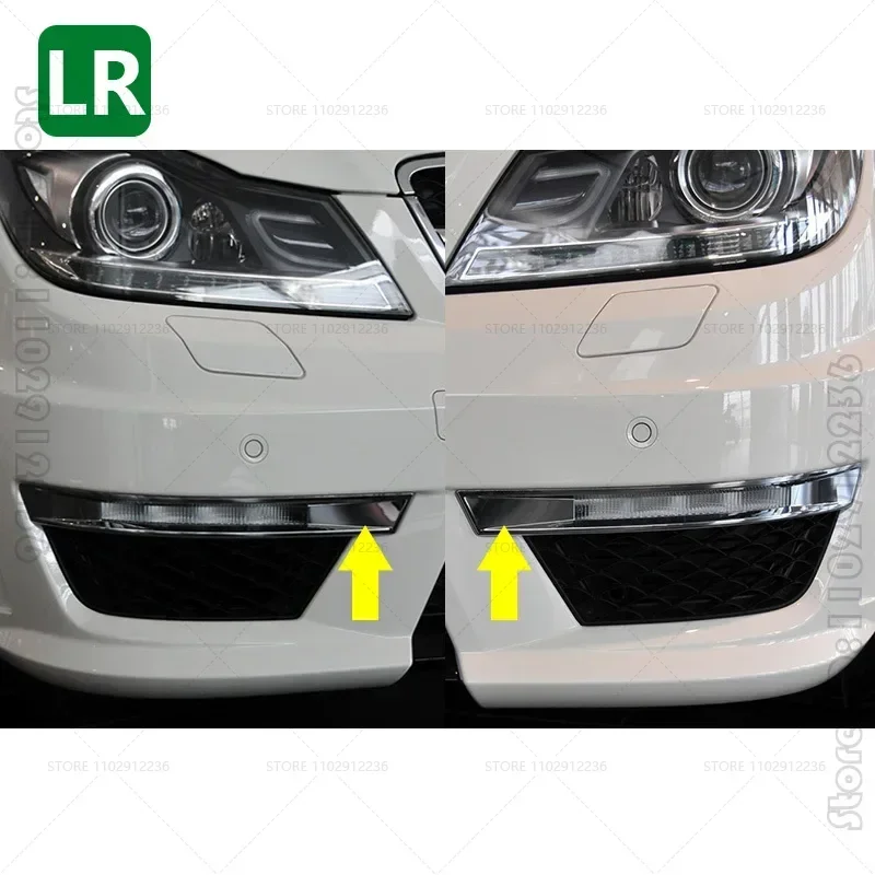 

Для 2012-2014 W204 Mercedes Benz C63 AMG Передняя противотуманная фара Хромированная накладка Бампер Крышка ходовой фонаря Решетка 2048853174 2048853274
