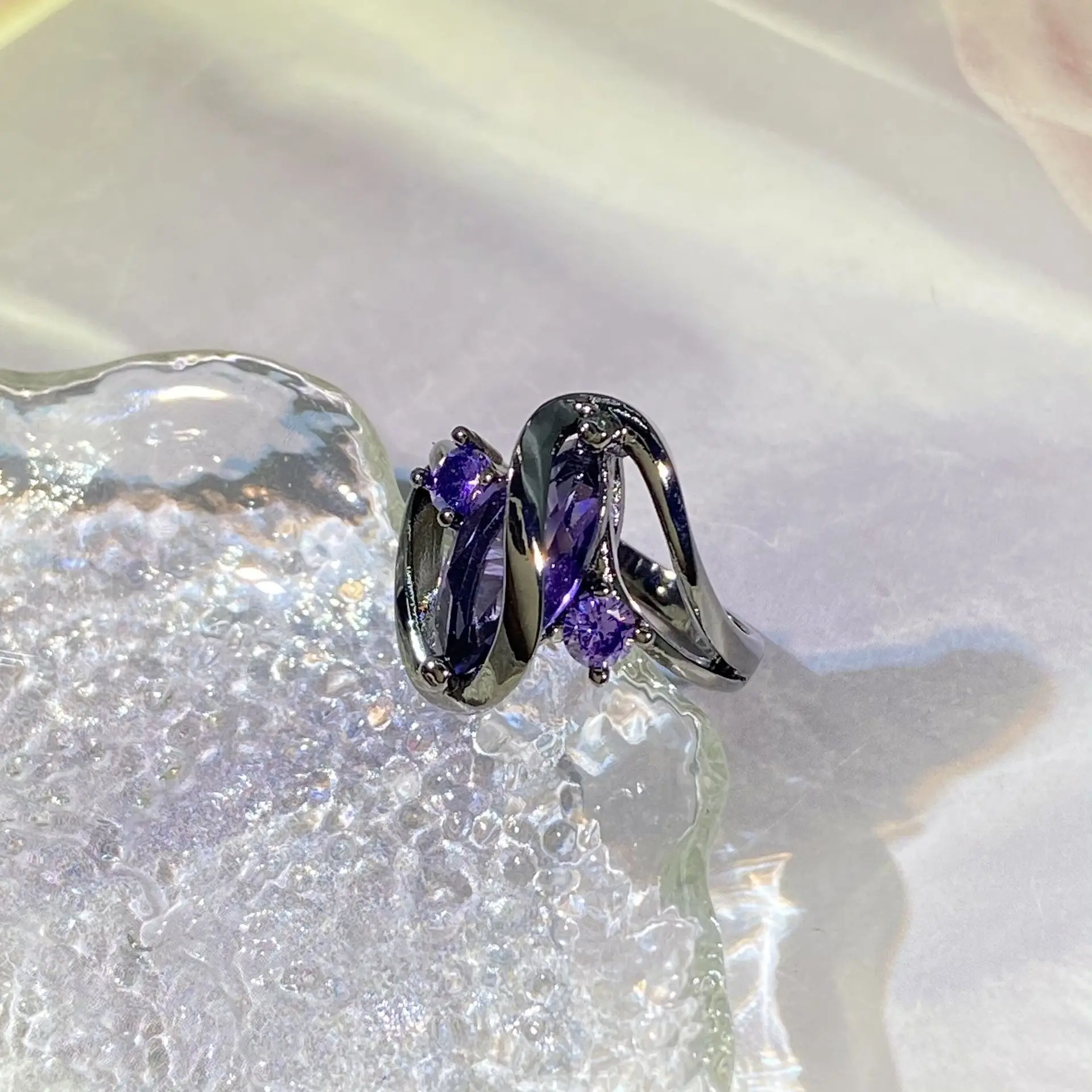 

Real S925 Sterling Silver Origin Amethyst Ring for Women Fine Anillos De Natural Amethyst Gemstone Engagement Ring Jewelry