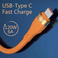 120w super fast charging cable type c to usb a data cord for huawei xiaomi silicone soft wire for mobile smart phone accessories