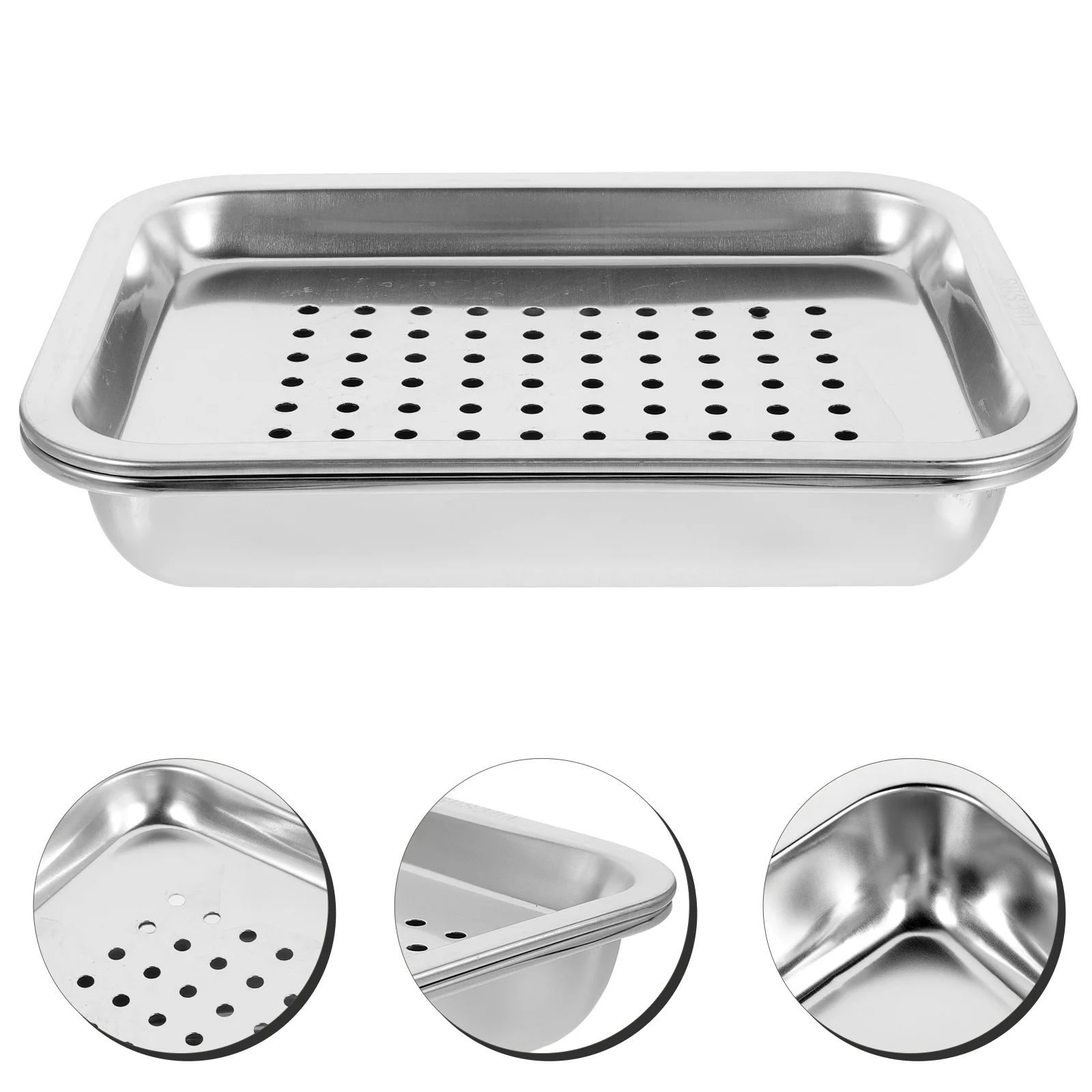 

Metal Tea Serving Plate Tray Hollow Stainless Steel Oil Control Cup Metal Stainless Steel Teacup Trays