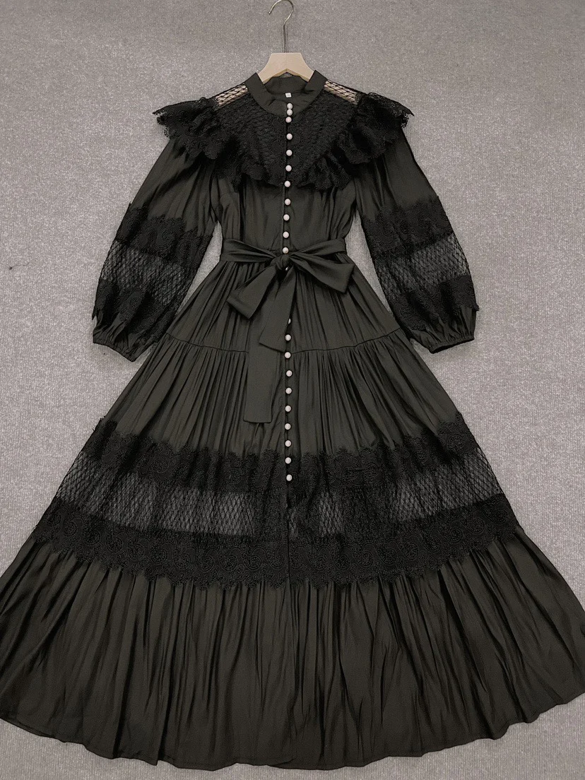 Лето-Осеннее винтажное праздничное белое платье с длинными рукавами женское