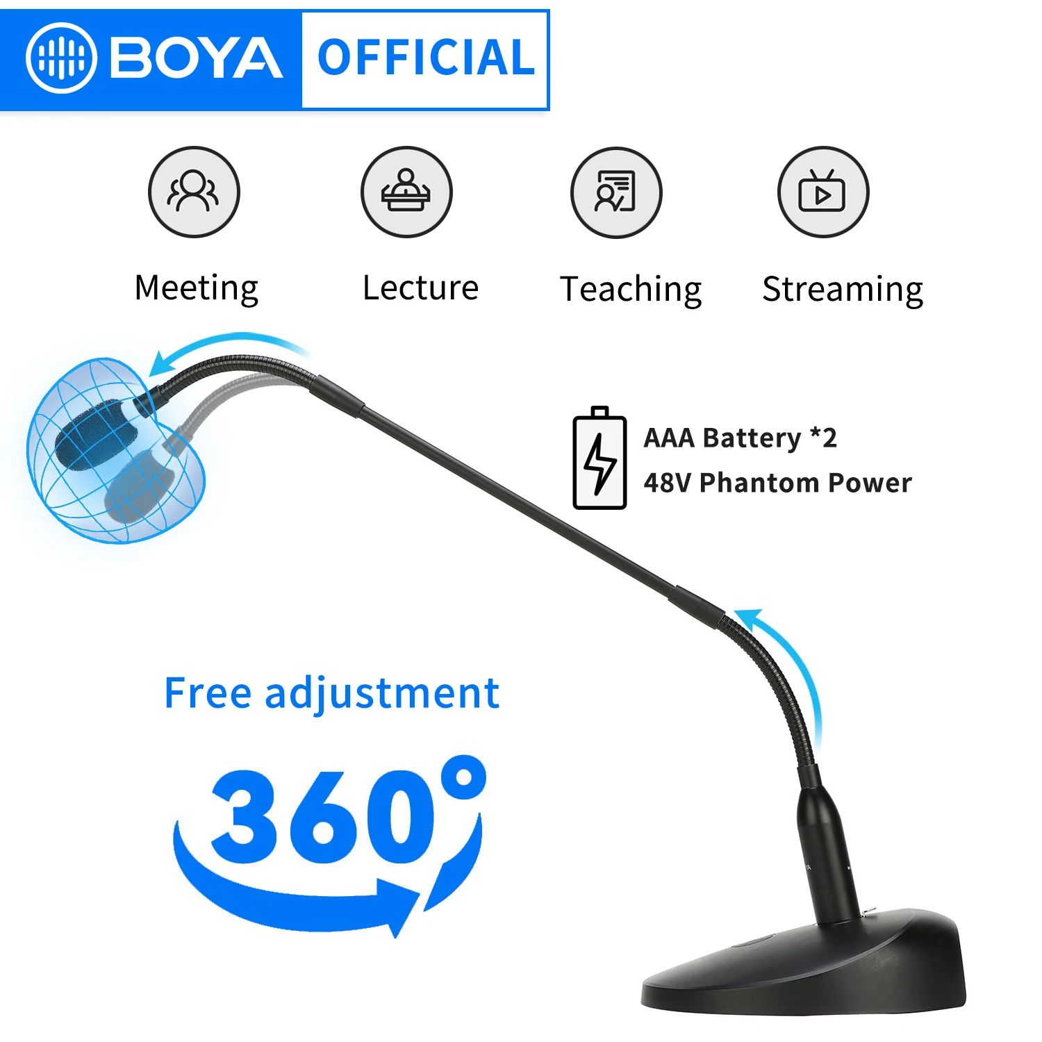 Enlarge BOYA BY-GM18CB Cardioid  XLR Wired Plug Desktop Gooseneck Microphone for Computer PC Studio Speech Lectures Video Live Meeting