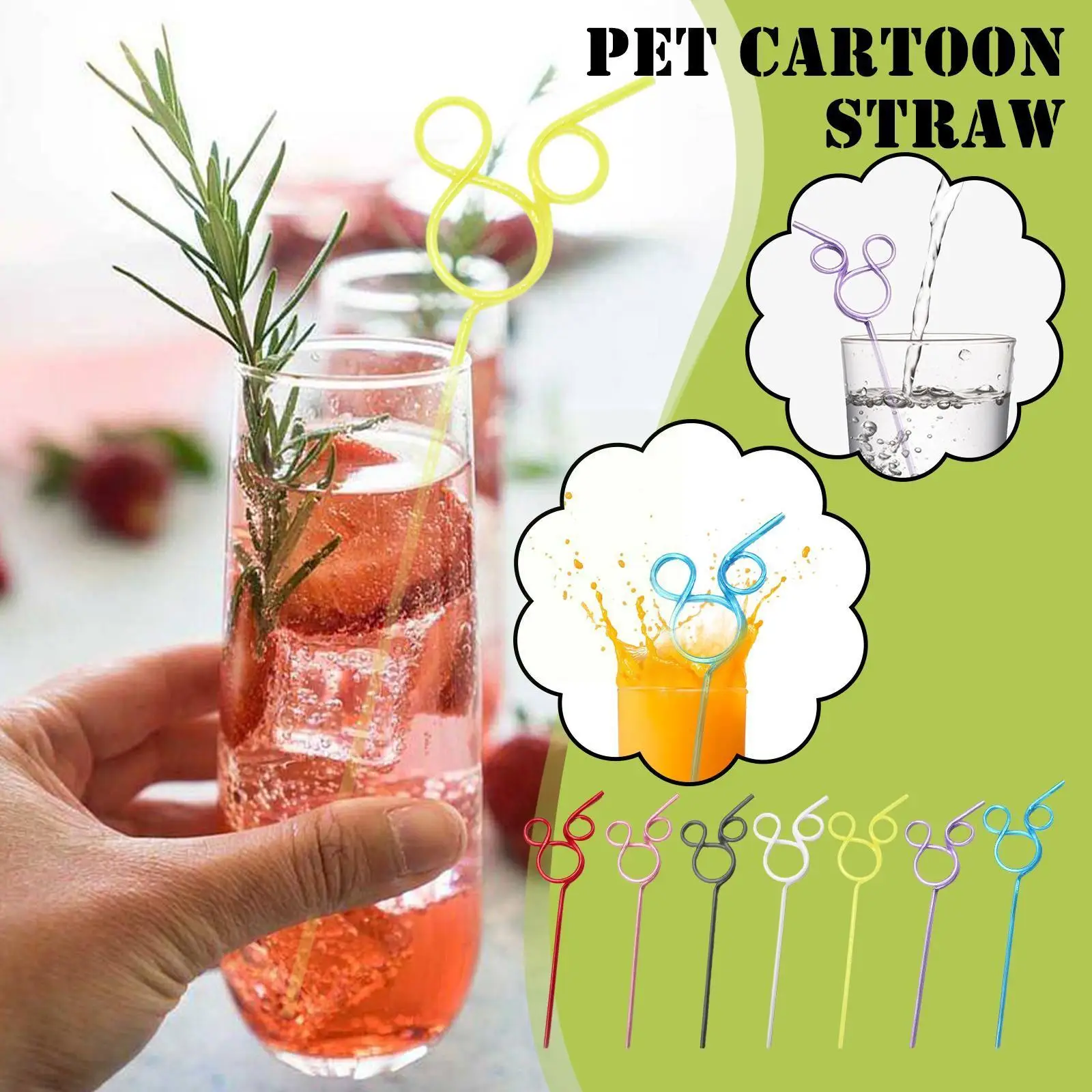 

10pcs Children's Cartoon Mouse Shape Straws Shape Party Straw Repeatable Bachelorette Party Pet Color 0.5cm M5f5