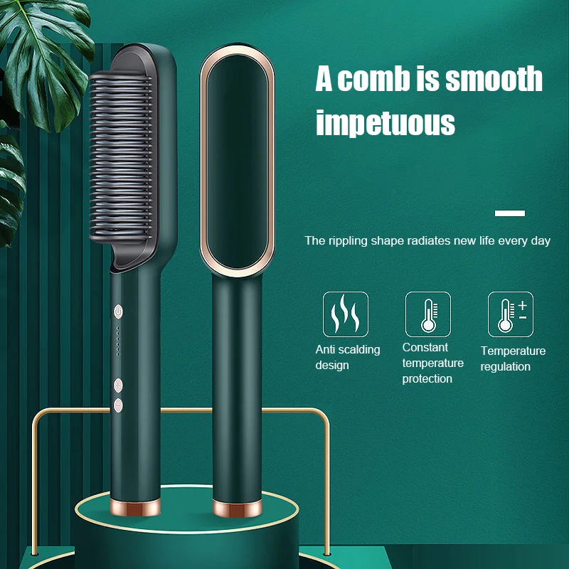 

Electric Ceramic Hair Straighter Comb Heat Brush Curling Anti Scalding 5th Gear Constant Temperature Straight Roll Dual Use