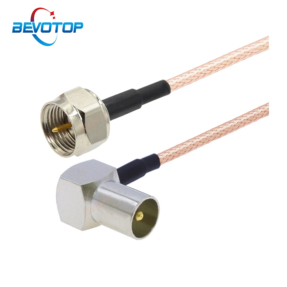 

BEVOTOP Right Angle TV Male 90° to F Male Plug Connector RG316 RF Coaxial Cable 50 Ohm Extension Cord Pigtail Jumper 10cm ~10M