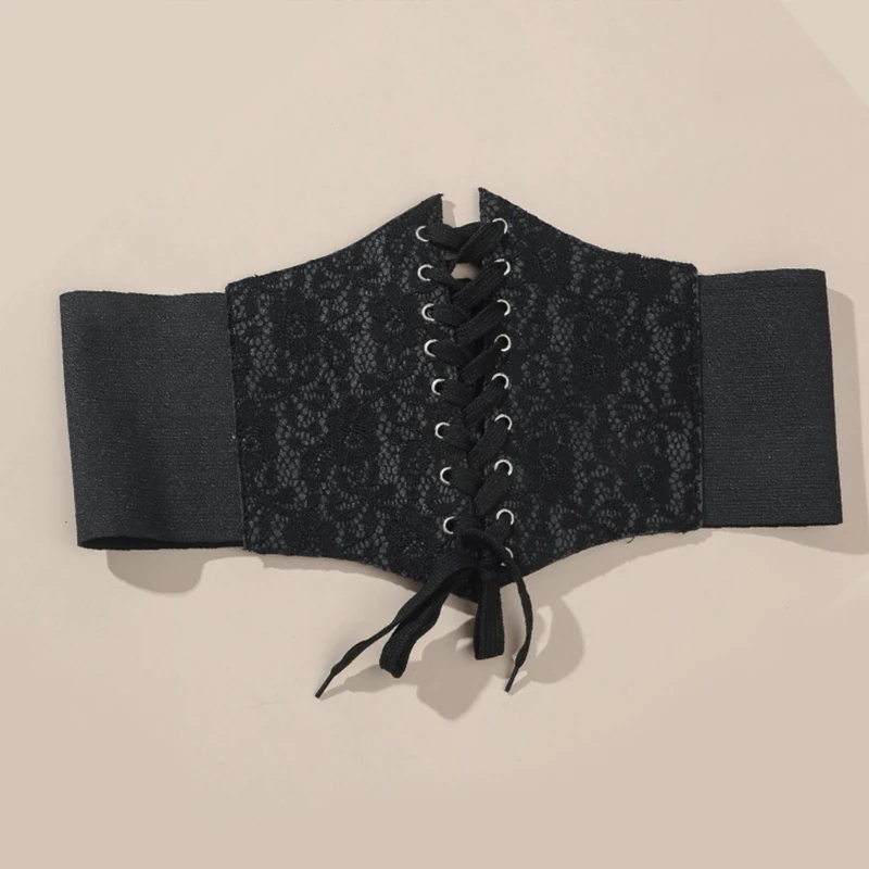 

Punk Corset Belt For Women Wide Dress Belt Lace-Up Cinchs Corset Elastic Belt